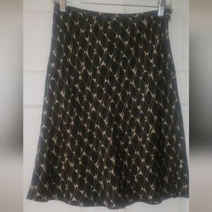 LOFT Black and Cream A-Line Skirt